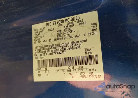 2007 Ford Ranger Fx4 Off-Road/Sport/Xl/Xlt from USA, damaged, VIN 1FTZR15E77PA82723